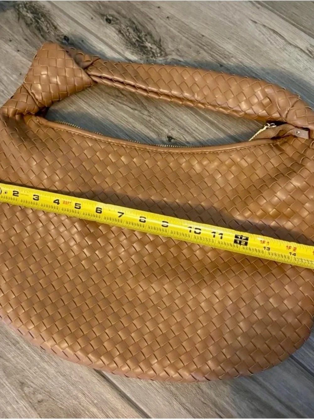 Melie Bianco Brown Knotted Woven Hobo Bag